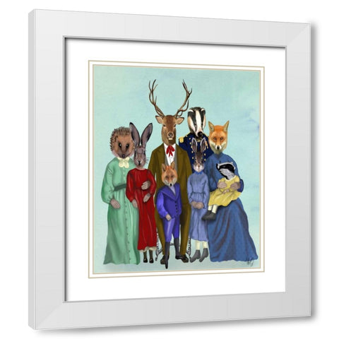 Woodland Family White Modern Wood Framed Art Print with Double Matting by Fab Funky