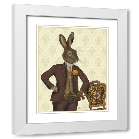 Dapper Hare White Modern Wood Framed Art Print with Double Matting by Fab Funky