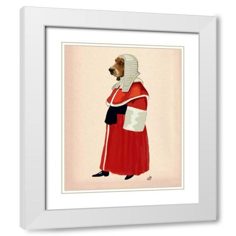 Basset Hound Judge Full White Modern Wood Framed Art Print with Double Matting by Fab Funky