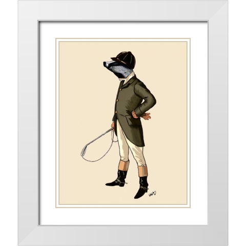 Badger The Rider Full White Modern Wood Framed Art Print with Double Matting by Fab Funky
