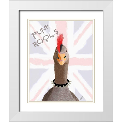 Punk Rock Goose White Modern Wood Framed Art Print with Double Matting by Fab Funky