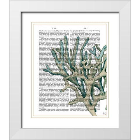 Blue Corals and Sea Urchins III White Modern Wood Framed Art Print with Double Matting by Fab Funky