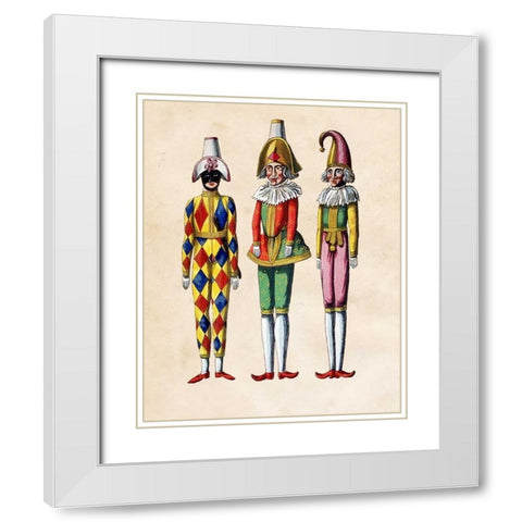 Trio of Puppets White Modern Wood Framed Art Print with Double Matting by Fab Funky