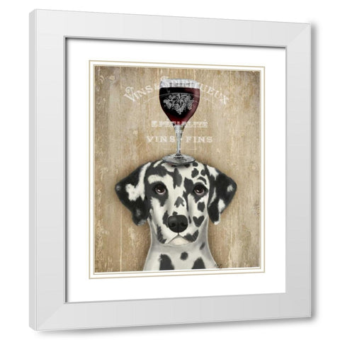 Dog Au Vin Dalmatian White Modern Wood Framed Art Print with Double Matting by Fab Funky