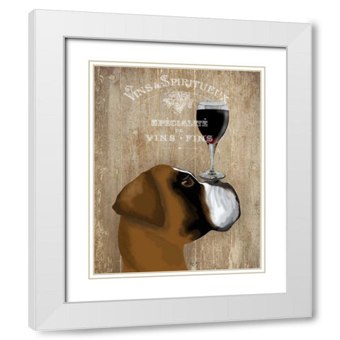 Dog Au Vin Boxer White Modern Wood Framed Art Print with Double Matting by Fab Funky