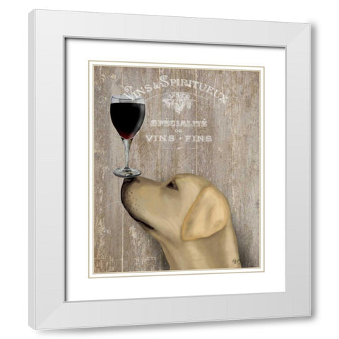 Dog Au Vin Yellow Labrador White Modern Wood Framed Art Print with Double Matting by Fab Funky