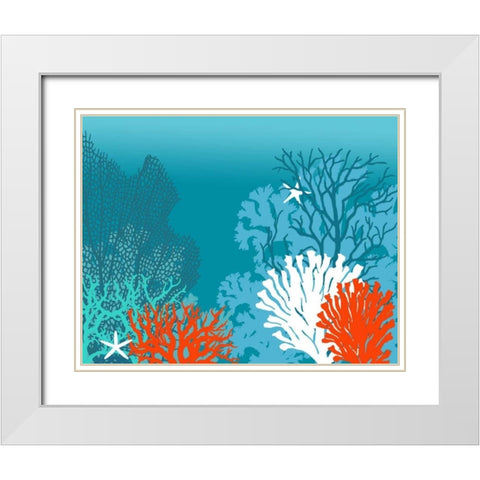 Underwater Coral White Modern Wood Framed Art Print with Double Matting by Fab Funky