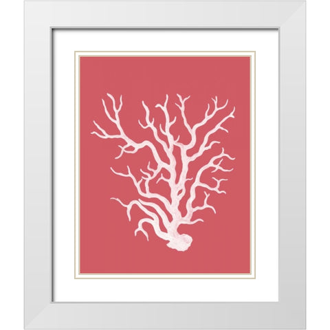 Corals White on Coral a White Modern Wood Framed Art Print with Double Matting by Fab Funky