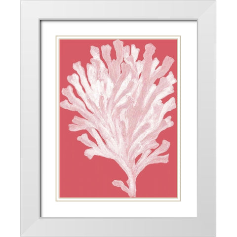 Corals White on Coral d White Modern Wood Framed Art Print with Double Matting by Fab Funky