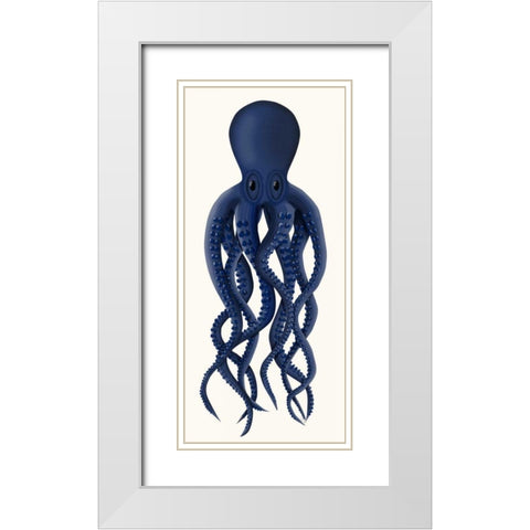 Giant Octopus Blue White Modern Wood Framed Art Print with Double Matting by Fab Funky