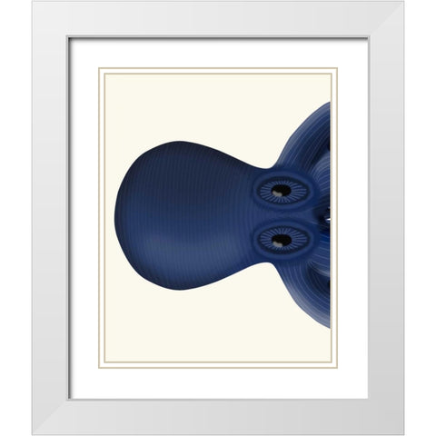Giant Octopus Blue Triptych a White Modern Wood Framed Art Print with Double Matting by Fab Funky
