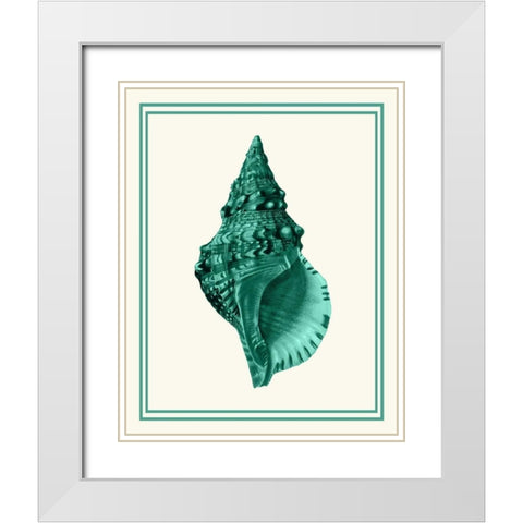 Mixed Nautical Green on Cream a White Modern Wood Framed Art Print with Double Matting by Fab Funky
