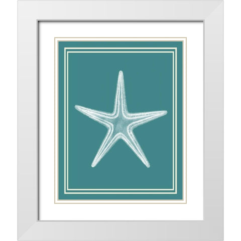 Mixed Nautical White on Teal a White Modern Wood Framed Art Print with Double Matting by Fab Funky