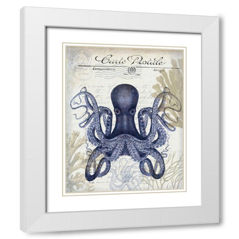 Seaside Postcard Cream c White Modern Wood Framed Art Print with Double Matting by Fab Funky