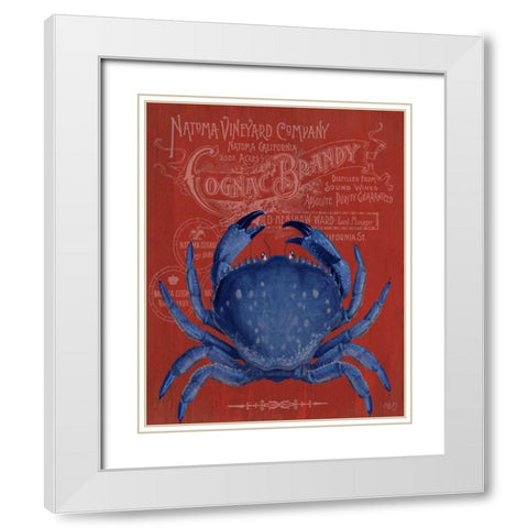 Crab Prohibition Crab On Red White Modern Wood Framed Art Print with Double Matting by Fab Funky