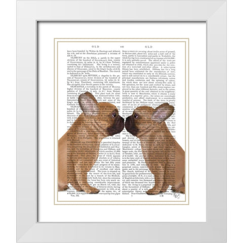 French Kiss Close Up White Modern Wood Framed Art Print with Double Matting by Fab Funky