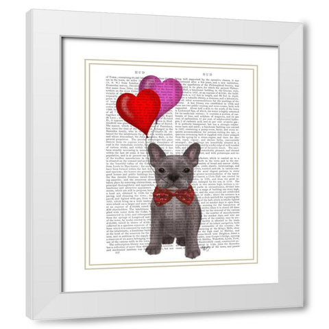 French Bulldog and Balloons White Modern Wood Framed Art Print with Double Matting by Fab Funky
