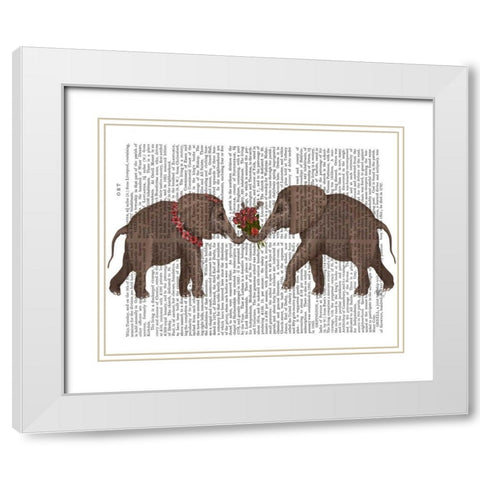 Elephant Bouquet, Landscape White Modern Wood Framed Art Print with Double Matting by Fab Funky