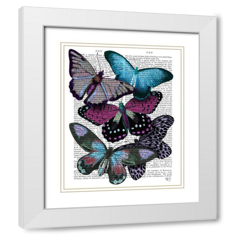Big Bold Butterflies 5 White Modern Wood Framed Art Print with Double Matting by Fab Funky