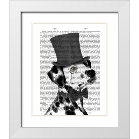 Dalmatian, Formal Hound and Hat White Modern Wood Framed Art Print with Double Matting by Fab Funky