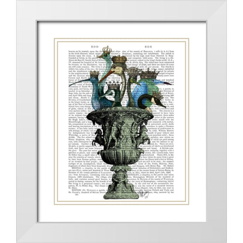 Bird Bath White Modern Wood Framed Art Print with Double Matting by Fab Funky