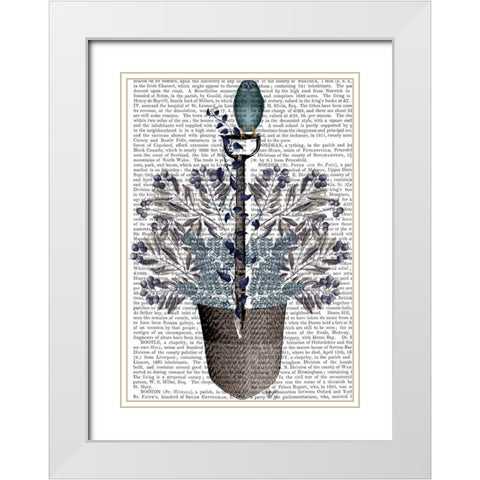 Garden Spade and Berries White Modern Wood Framed Art Print with Double Matting by Fab Funky