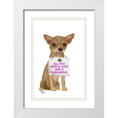 Love and Chihuahua White Modern Wood Framed Art Print with Double Matting by Fab Funky