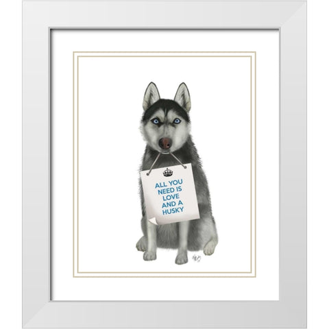 Love and Husky White Modern Wood Framed Art Print with Double Matting by Fab Funky