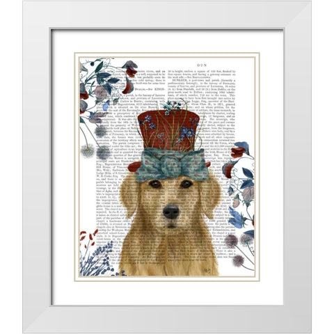 Golden Retriever Milliners Dog White Modern Wood Framed Art Print with Double Matting by Fab Funky