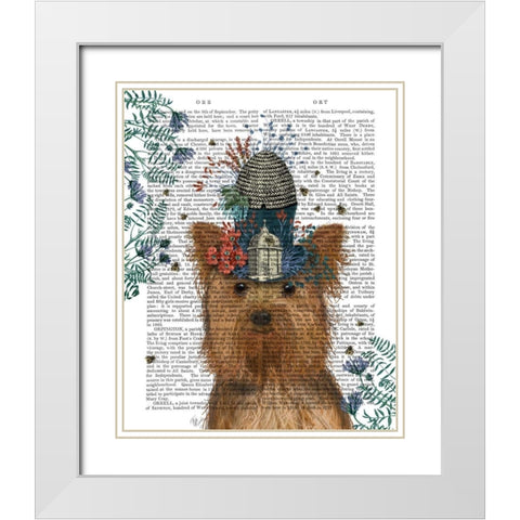 Yorkshire Terrier Milliners Dog White Modern Wood Framed Art Print with Double Matting by Fab Funky