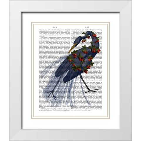 Bound Blue Heron White Modern Wood Framed Art Print with Double Matting by Fab Funky