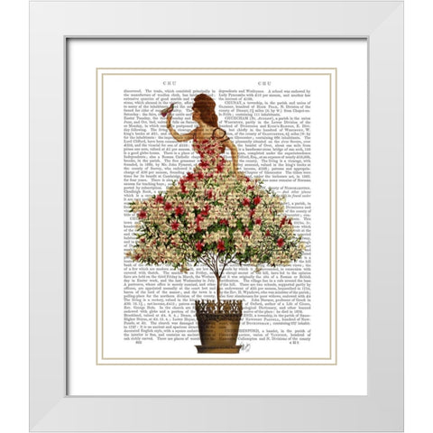 Woman in Floral Dress White Modern Wood Framed Art Print with Double Matting by Fab Funky