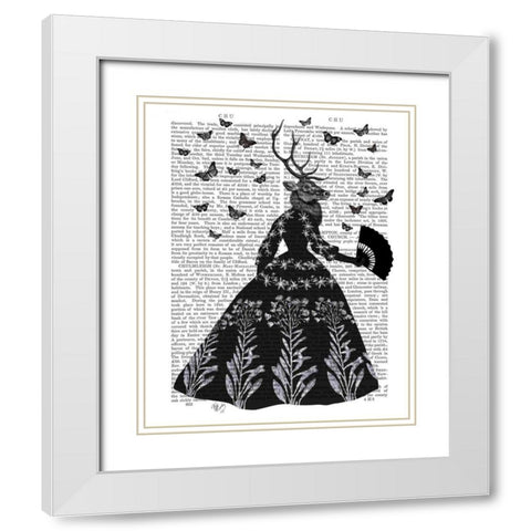 Black Deer White Modern Wood Framed Art Print with Double Matting by Fab Funky