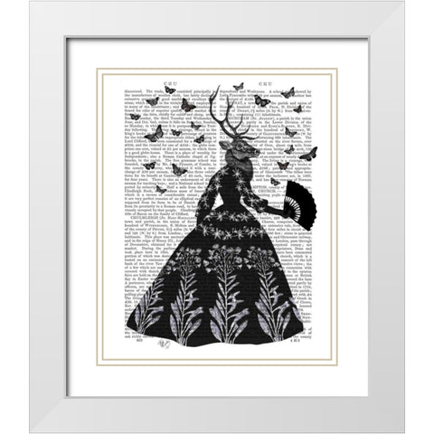Black Deer White Modern Wood Framed Art Print with Double Matting by Fab Funky