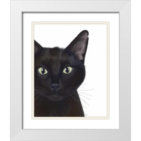 Cat, Portrait of Gus White Modern Wood Framed Art Print with Double Matting by Fab Funky