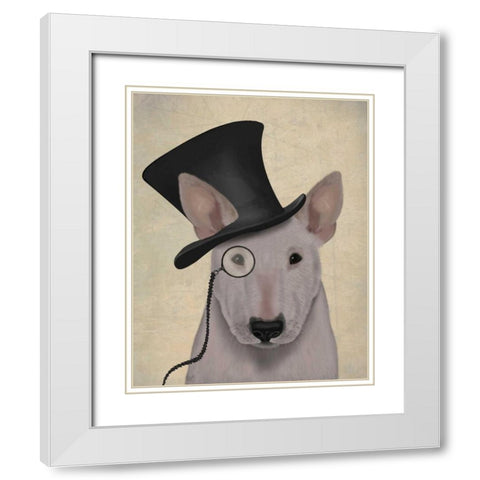Bull Terrier, Formal Hound and Hat White Modern Wood Framed Art Print with Double Matting by Fab Funky