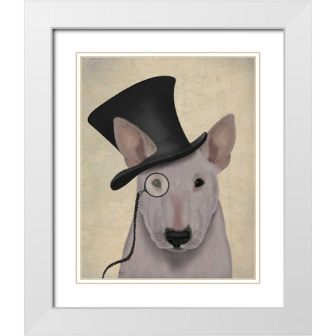 Bull Terrier, Formal Hound and Hat White Modern Wood Framed Art Print with Double Matting by Fab Funky