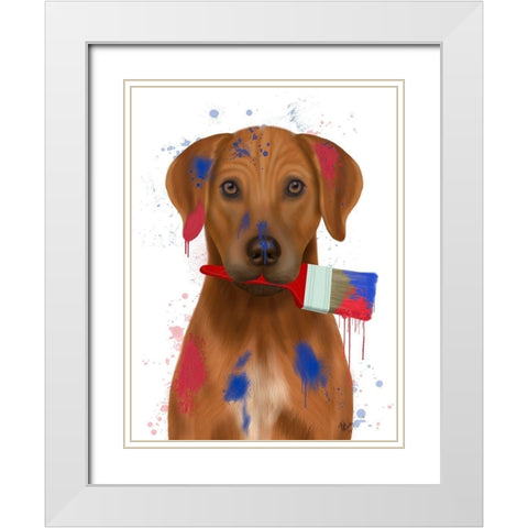 Rhodesian Ridgeback Painter White Modern Wood Framed Art Print with Double Matting by Fab Funky