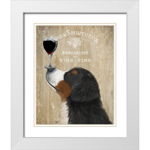 Dog Au Vin, Bernese White Modern Wood Framed Art Print with Double Matting by Fab Funky
