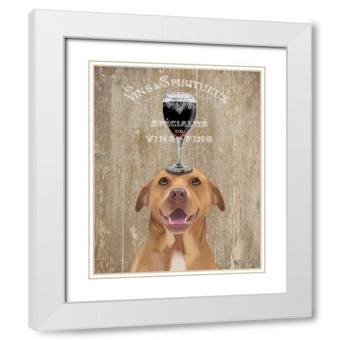 Dog Au Vin, Pit Bull White Modern Wood Framed Art Print with Double Matting by Fab Funky