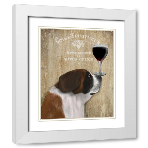 Dog Au Vin, St Bernard White Modern Wood Framed Art Print with Double Matting by Fab Funky