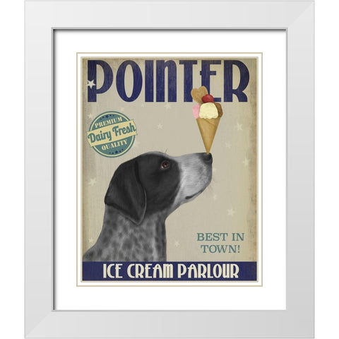 German Shorthaired Pointer Ice Cream, Black White Modern Wood Framed Art Print with Double Matting by Fab Funky