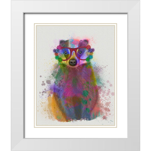 Badger Rainbow Splash White Modern Wood Framed Art Print with Double Matting by Fab Funky