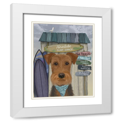 Airedale Surf Shack White Modern Wood Framed Art Print with Double Matting by Fab Funky