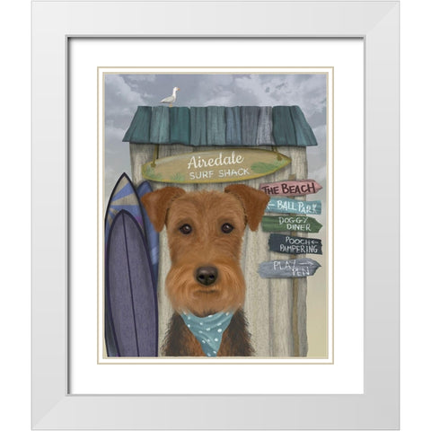 Airedale Surf Shack White Modern Wood Framed Art Print with Double Matting by Fab Funky