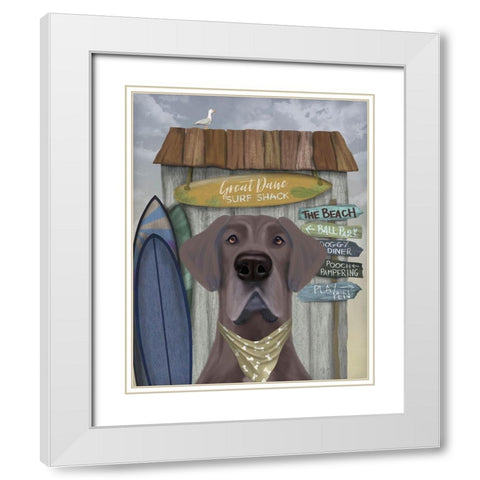 Great Dane Surf Shack White Modern Wood Framed Art Print with Double Matting by Fab Funky