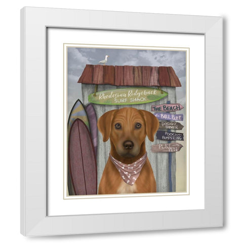 Rhodesian Ridgeback Surf Shack White Modern Wood Framed Art Print with Double Matting by Fab Funky
