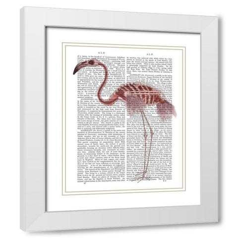 Flamingo Skeleton White Modern Wood Framed Art Print with Double Matting by Fab Funky