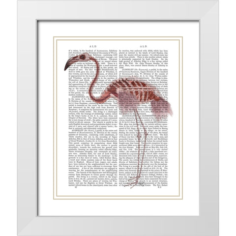 Flamingo Skeleton White Modern Wood Framed Art Print with Double Matting by Fab Funky