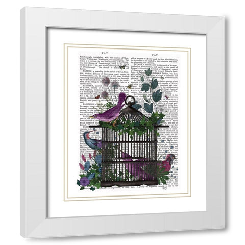 Flower Birdcage 2 White Modern Wood Framed Art Print with Double Matting by Fab Funky
